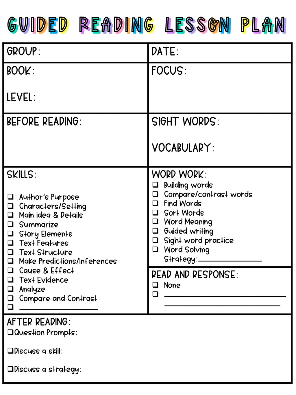 Guided Reading Organization Pack