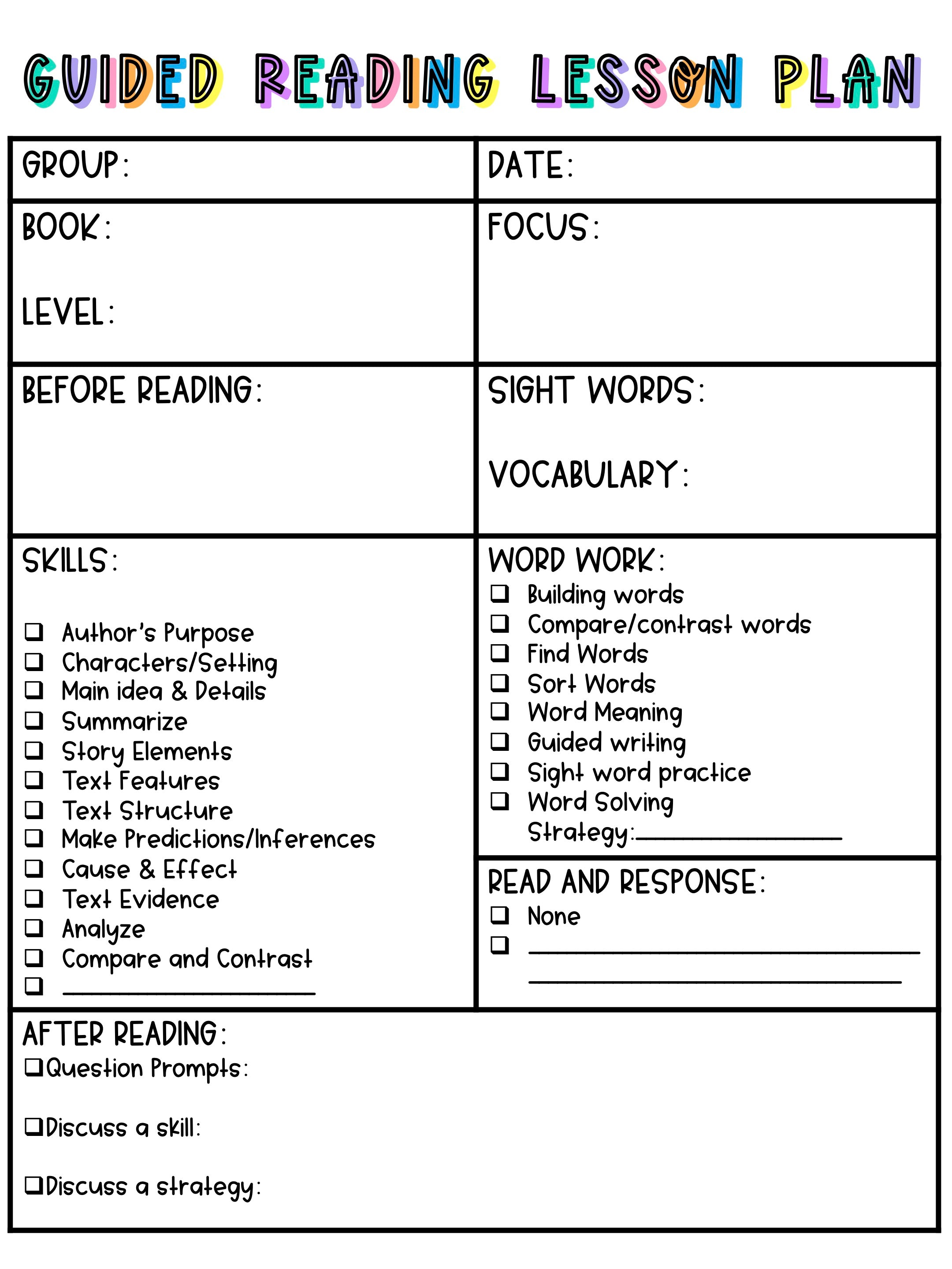 Guided Reading Organization Pack